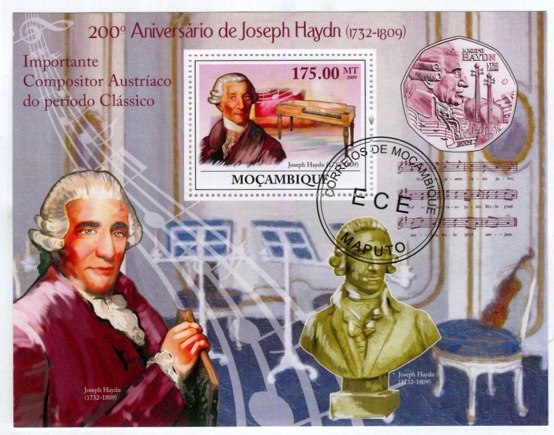 Tous les timbres: Block "Franz Joseph Haydn". Mosambik. – Neuf avec emballage d'origine à Basel par Butsch5