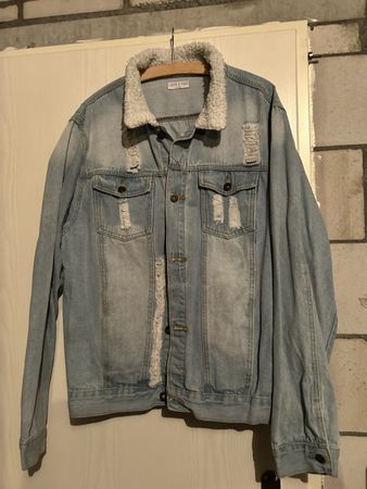 Jeansjacke Liquor N Poker mit Lammfellkragen Grösse XL guter