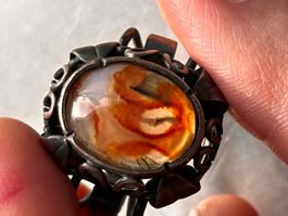 Silberring QUEEN orange-weisser Achat (Gr. 55)