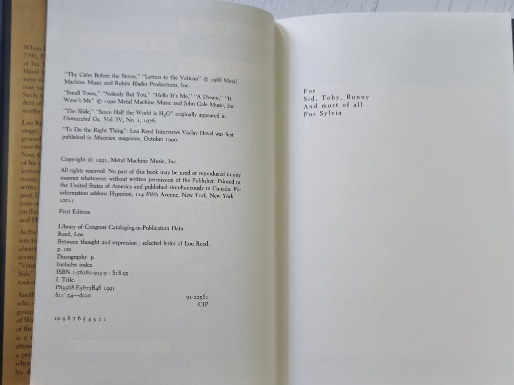 Livres: Lou Reed : Between Thought and Expression Selected Lyrics – D'occasion à Villigen par Tschachtlan 3