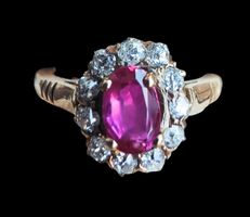 Antiker Rubin Diamant Ring 750 18kt Roségold