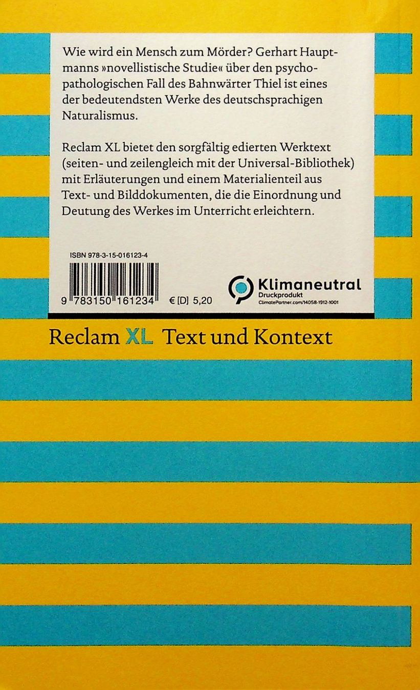 Libri: Gerhart Hauptmann  Reclam XL Text und Kontext – Usato da Reitnau venduto da Zaomir 1