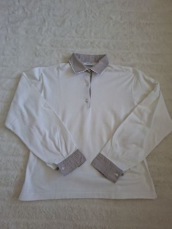 Polo LA CAMISA blanc rayures col taille 4 Made in Italy 