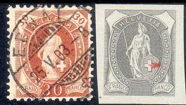 STEHENDE HELVETIA 68E 30RP  GESTEMPELT ERHALT SIEHE SCAN 11