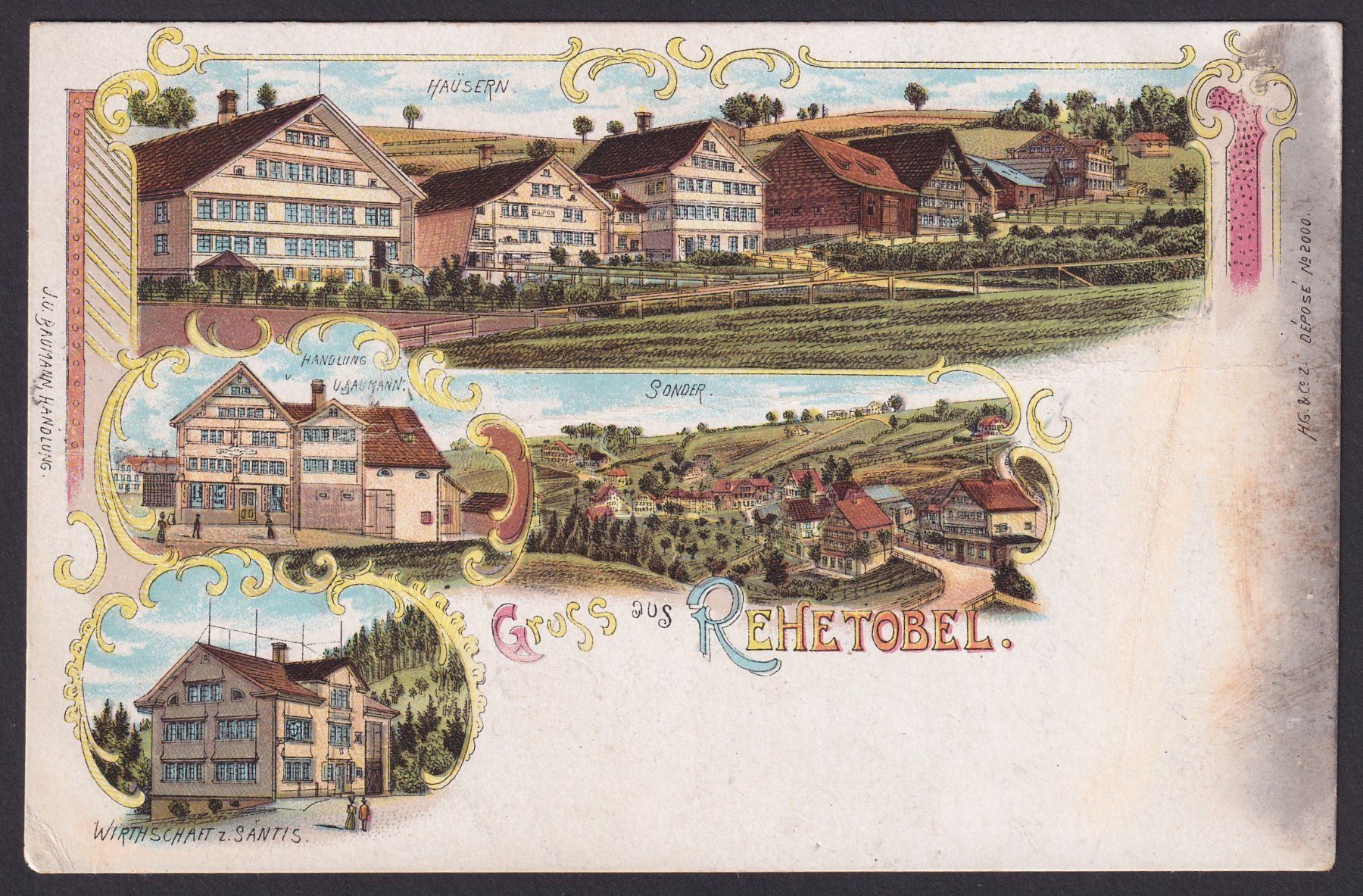 Ansichtskarten: Litho Ansichtskarte, Gruss aus Rehetobel AR – Gebraucht aus Ebikon von SilvioFreund