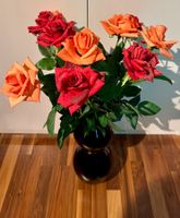 Dekorative Rosen mit Vase, Herbstfarben, neuwertig!