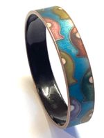 Originaler Armreif, Emaille Cloisonné, Fischmuster, Vintage