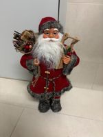 Weihnachtsmann Figur mit Sack und Schlitten Deko Figur