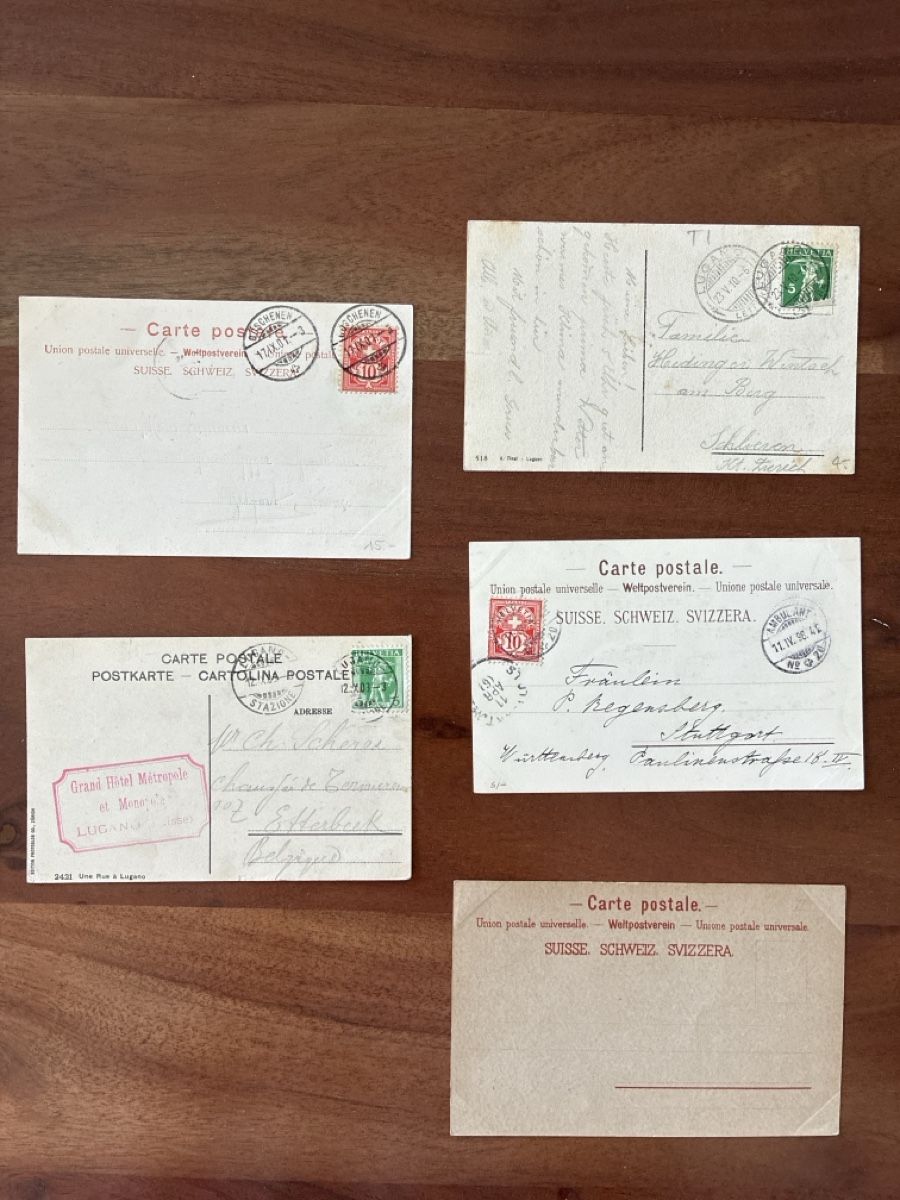 Cartoline postali: 10 Ansichtskarten Schweiz von Lugano TI. V – Usato da Oftringen venduto da Cla.vD.74 1
