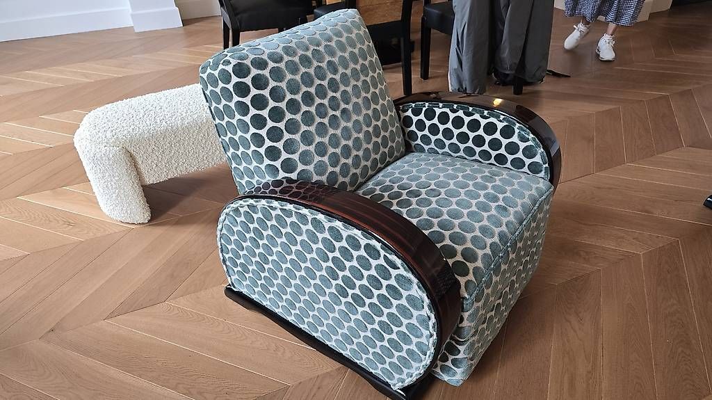 Divani: Salon club art deco ébène de Macassar  – Usato da Mollens VD venduto da espritartdeco 1