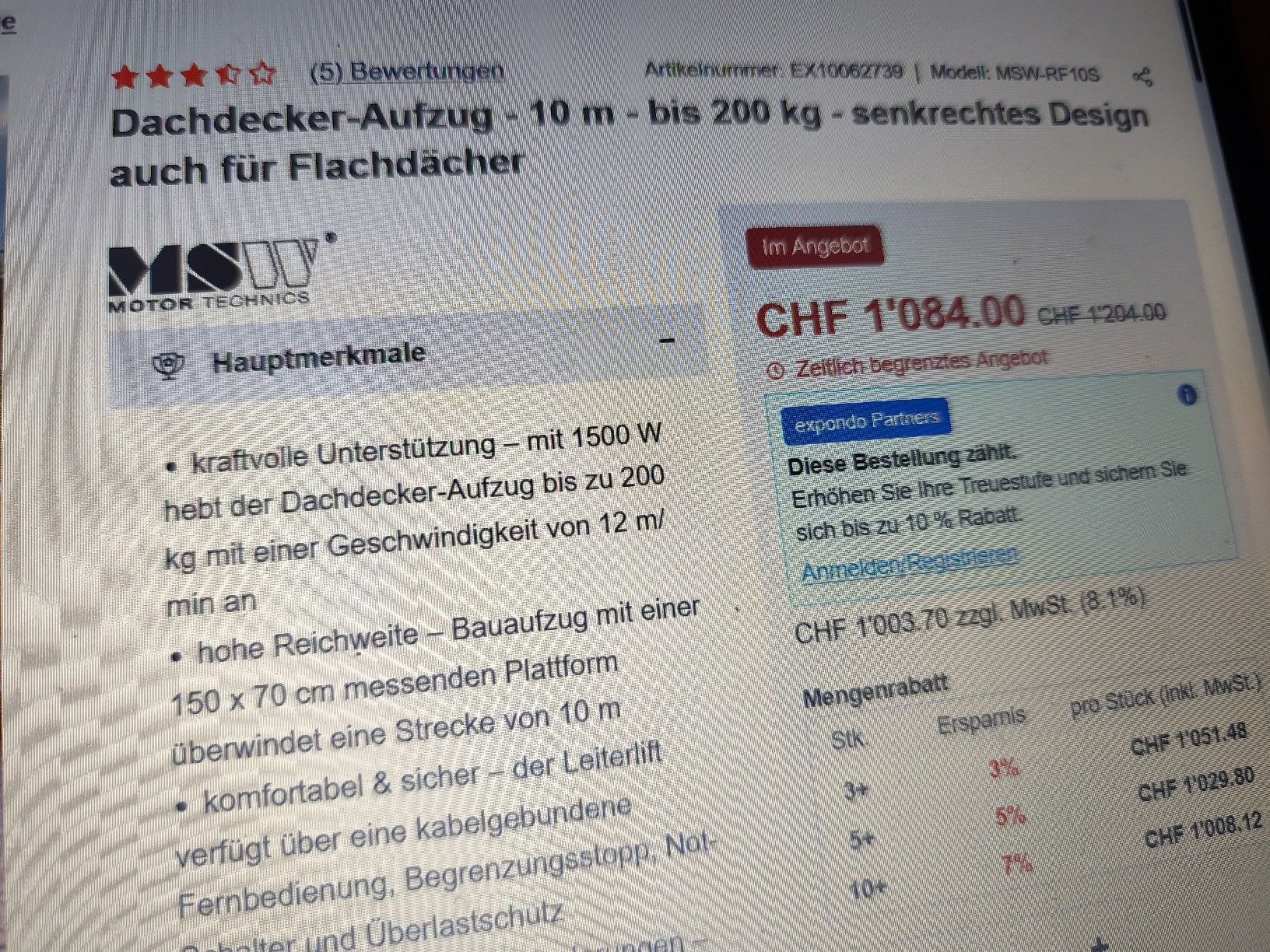 Tutte le macchine: Dachdecker Aufzug 10M 200KG – Usato da Göschenen venduto da kai_9ppg 6