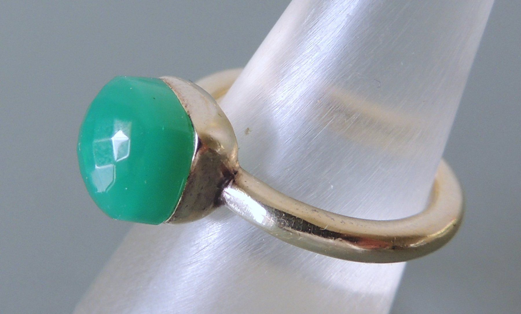 Anelli: Vergoldeter Silber 925 Achat Fingerring Gr. 54 – Usato da Waldenburg venduto da schaller707