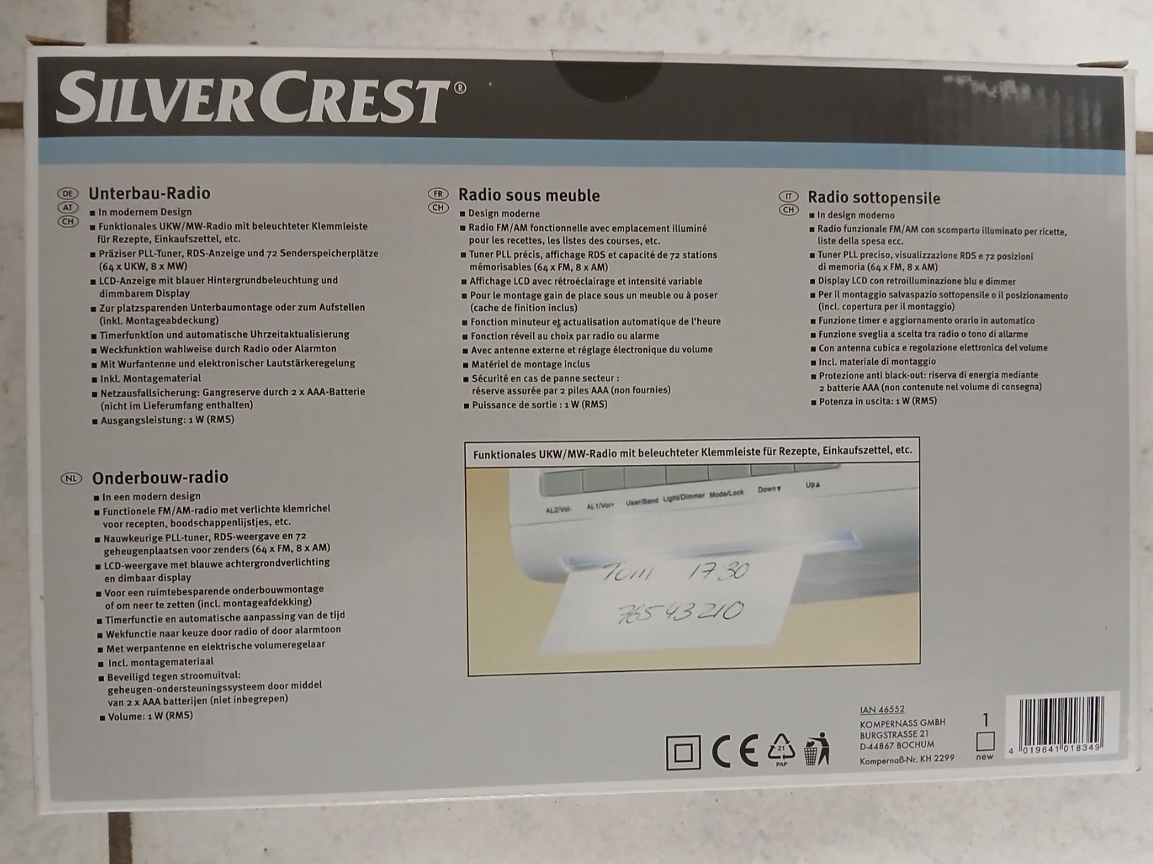 SilverCrest Radios: Unterbau-Radio Silvercrest – Neuf avec emballage d'origine à Pfaffnau par lar_nw2l 1
