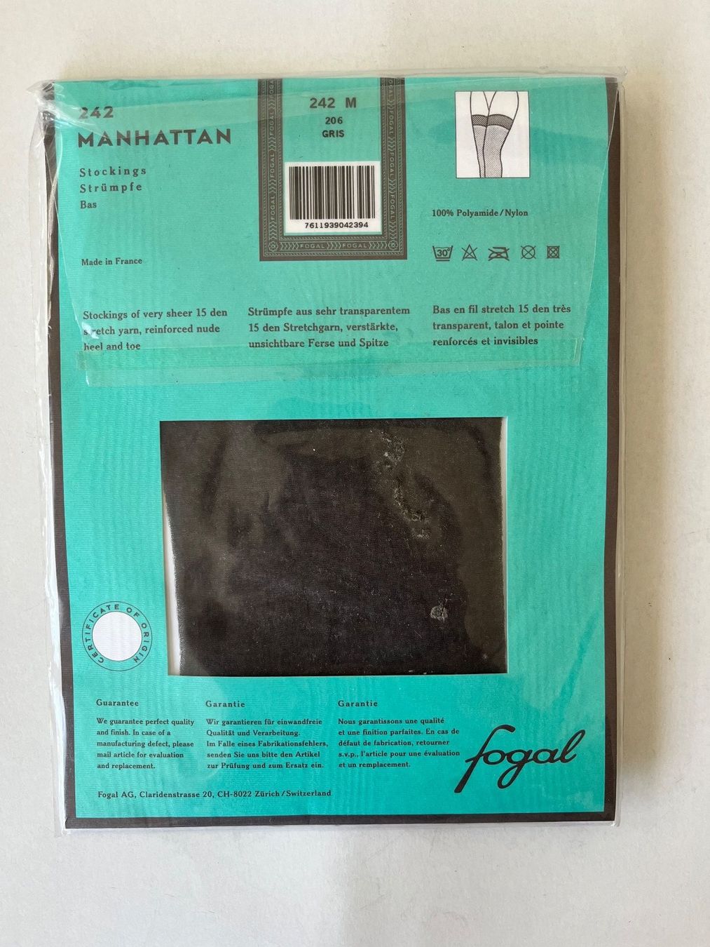 Fogal Strümpfe & Strumpfhosen: Fogal, Strapsstrümpfe Manhattan, Grösse M (Grau) – Neu und originalverpackt aus Rudolfstetten von gst_g7xl 1