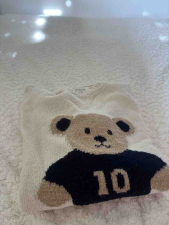 Sweater with bear motif beige black like new