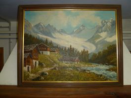 schönes altes Ölgemälde vom Lötschental