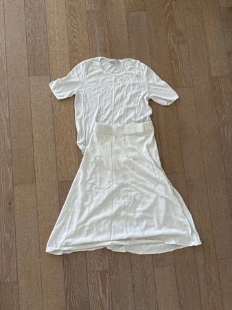 Stefanel set white shirt and skirt Italian yarn good