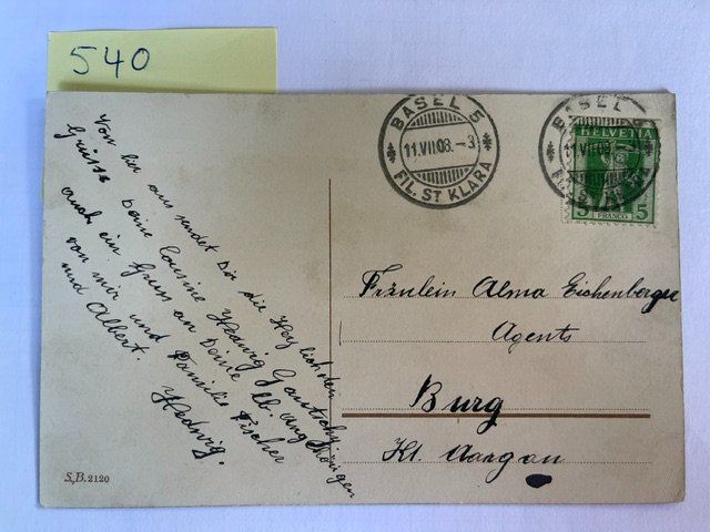 Cartoline postali: alte Ansichtskarte Basel Mittlere Rheinbrücke 1908 – Usato da Niederwil AG venduto da dahu75 1