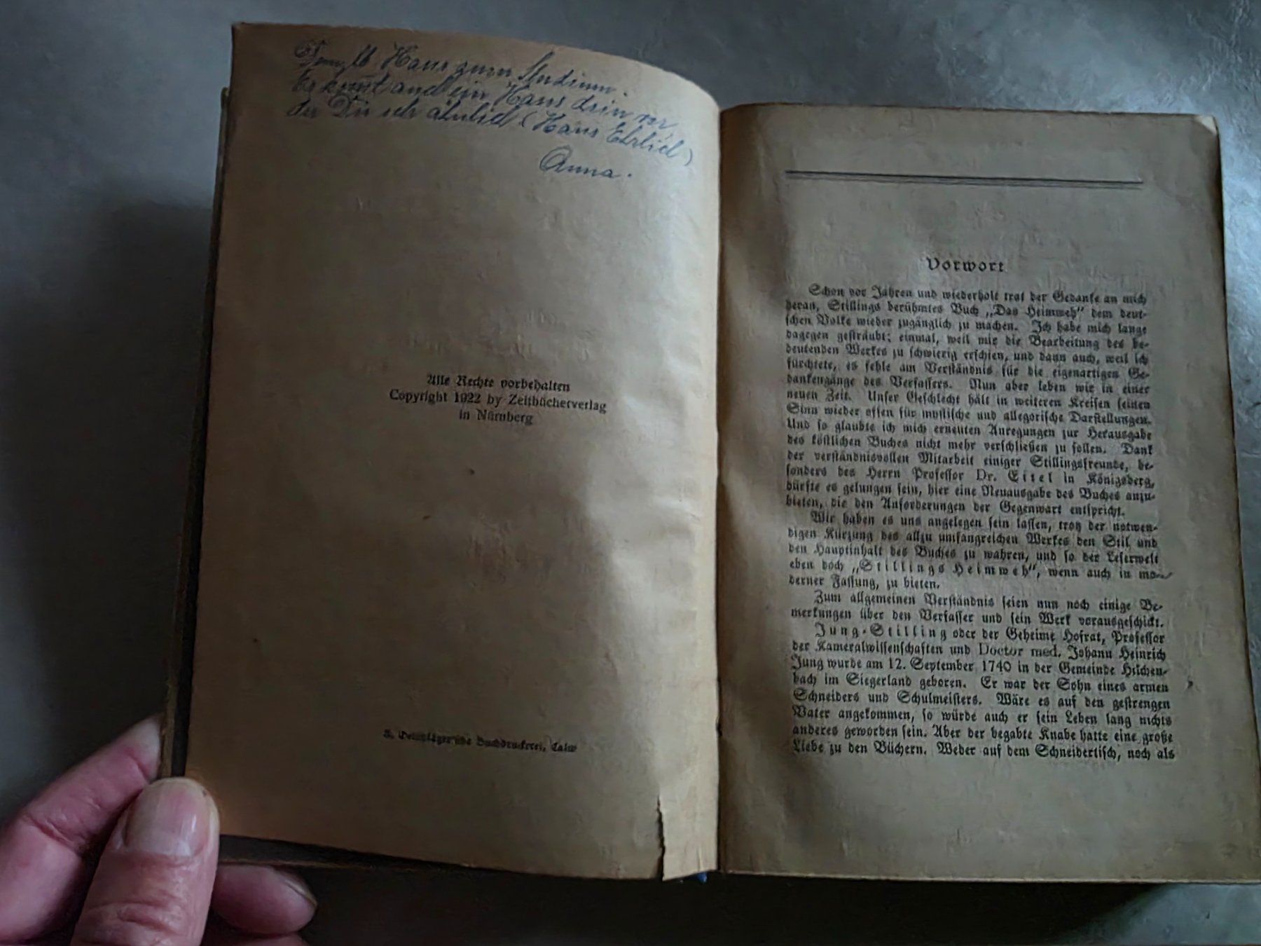 Libri: Heimweh von Stilling 1922 - Alexander Dömel – Usato da Walterswil BE venduto da Lonitti 6