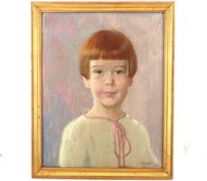 Portrait pastel Jules Courvoisier Porträt Goldrahmen 52 X 43