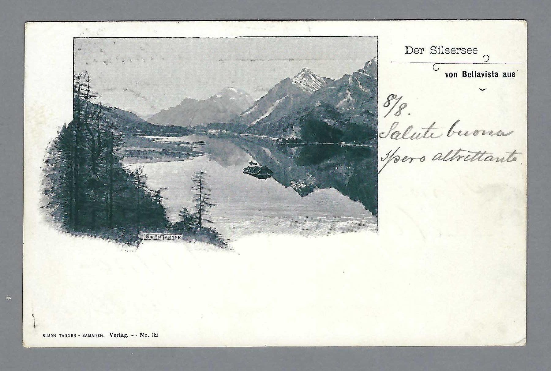 Cartoline postali: 1900 SILSERSEE, RÜCKS. UPU FRANKATUR – Usato da Pura venduto da ulisse1957