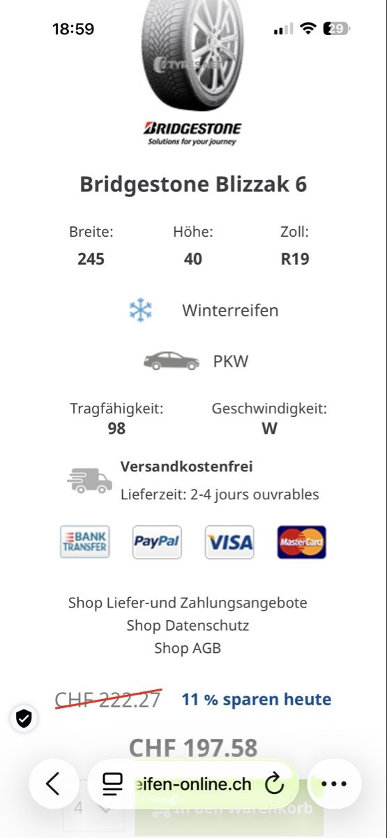 Pneumatici & Ruote complete: Winterreifen zum Schnäppchen  – Usato da Arisdorf venduto da kai_m6g9 6