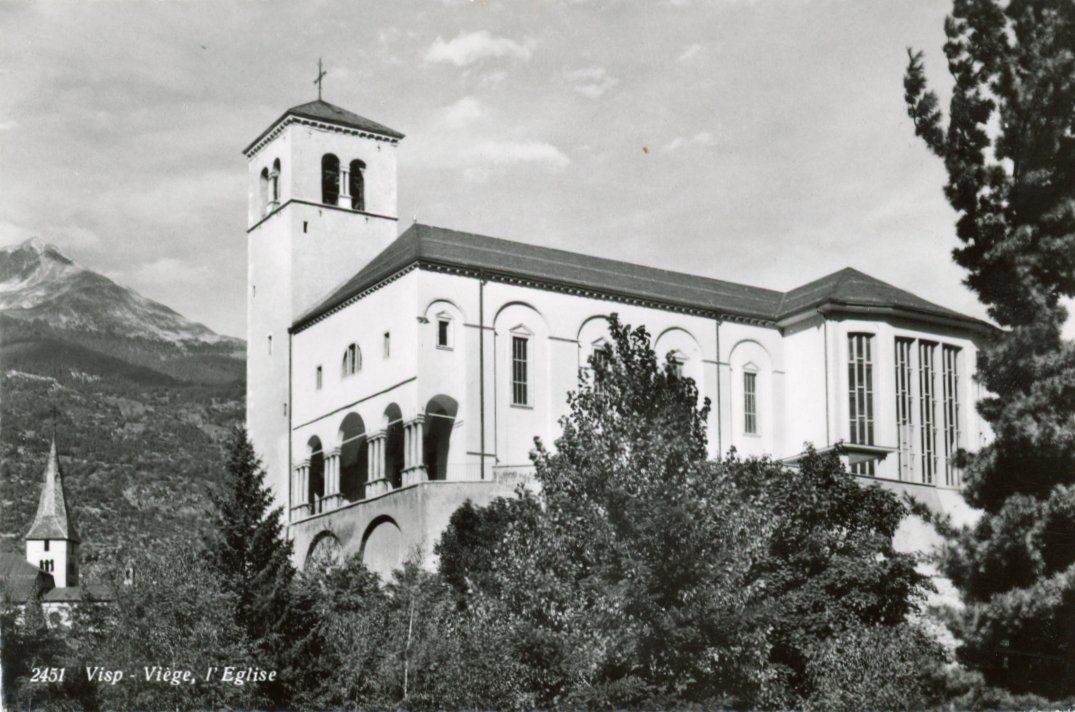 Cartoline postali: Visp  -  Viège   VS   -   Die Kirche – Usato da Brig venduto da Valcards54