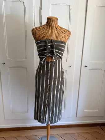 Bustier-Kleid olivgrün-weiss gestreift XS
