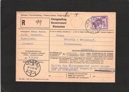 Einzugsauftrag Liestal mit Inhalt Alfr.Grieder Spengler 1943
