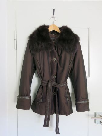 Winterjacke E. Capellino, braun, Echtpelzkragen abnehmbar, L