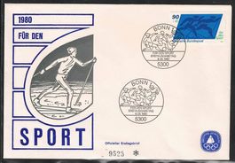1980 BRD Deutschland Für den Sport Speerwurf FDC Nummeriert