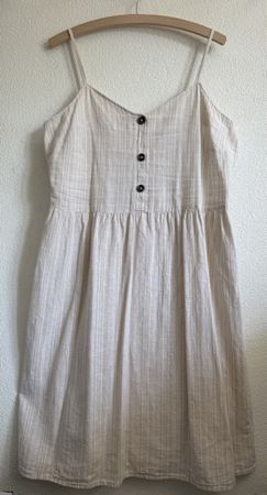 Leinen Kleid, beige gestreift, Grösse L/XL, neuwertig
