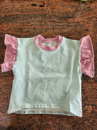 Baby T-Shirt oversizzed, Gr. 56, mint/lila, Handmade, neu