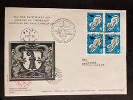 Schweiz 1966 Brief Tag der Briefmarke Basel 4er-Block Pro J.