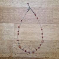 Kette Halskette rot orange Perlen elegant