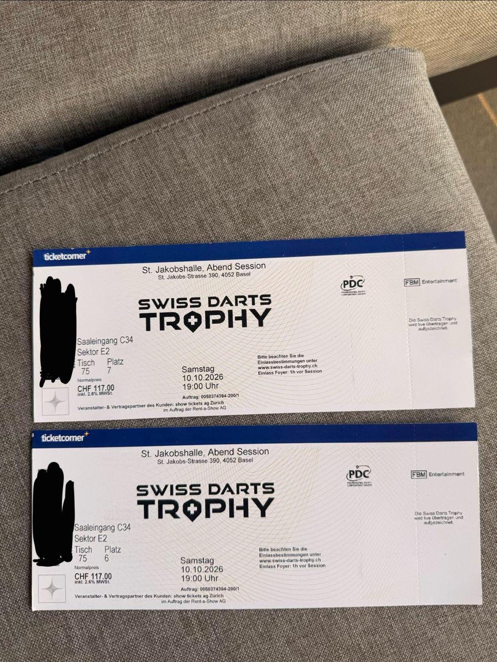 Billets: SWISS DARTS TROPHY 2026 – Neuf (Voir description) à Lausen par man_97xv