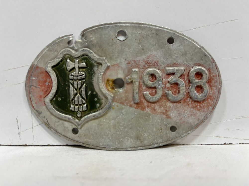 ANNÉE 1938 - Plaque Fiscale De Vélo - En Aluminium - Excellent État
