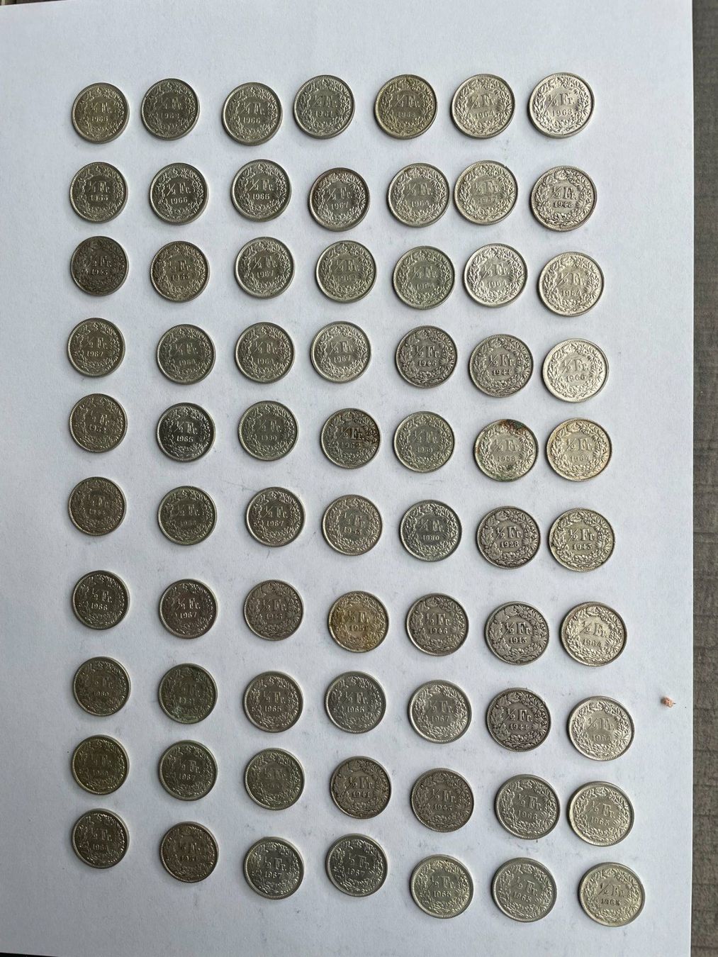 Tutti le monete: 70 mal 50 Rappen silber gebraucht – Usato da Rüti ZH venduto da zubi55