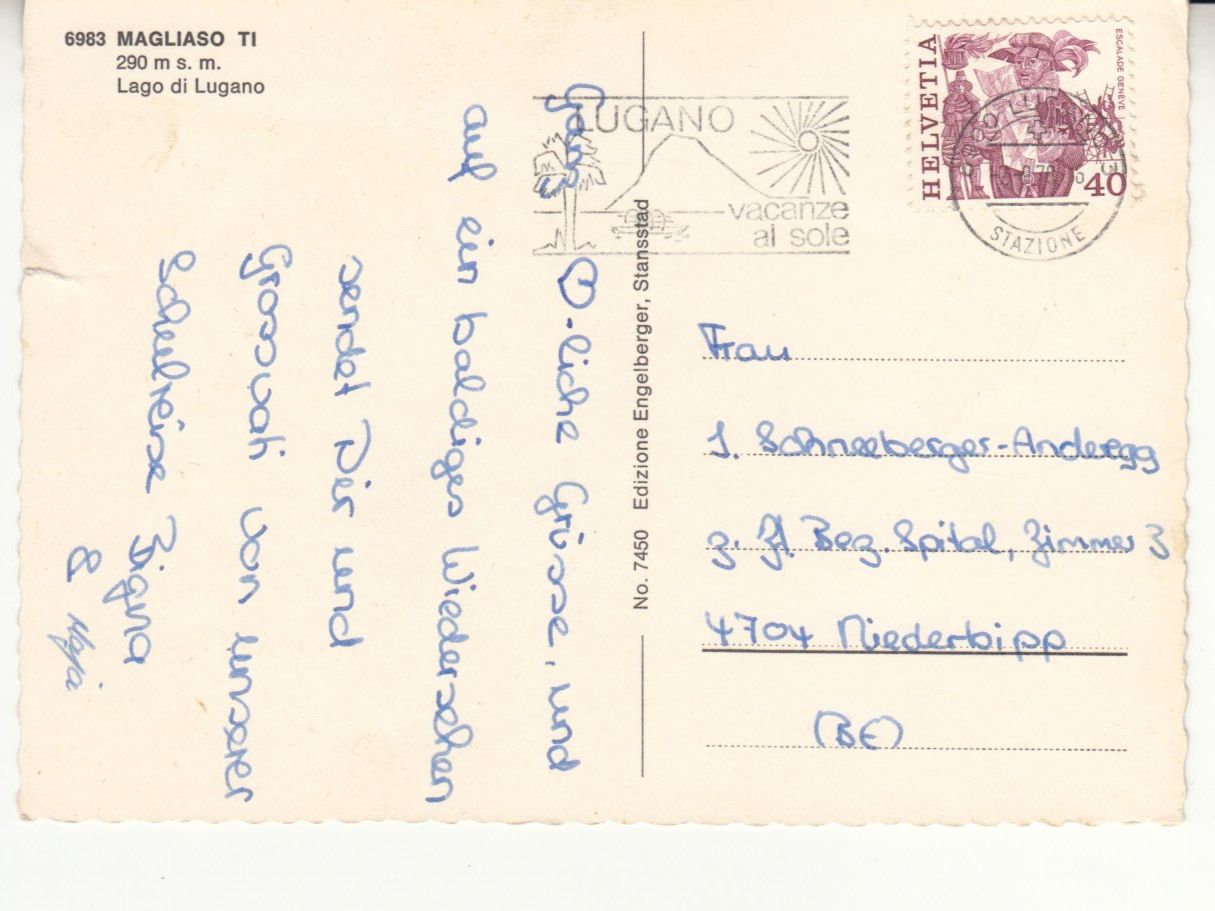 Cartoline postali: Magliaso 1978 – Usato da Bürglen TG venduto da StampGraf 1