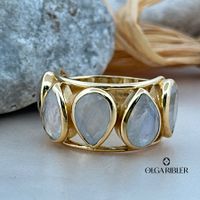 Statement Silber Ring 925 mit Mondstein Grösse 58