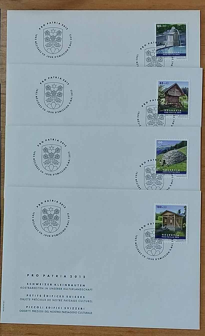 Tutti i francobolli: FP2012 - 4 FDC Pro Patria 2012 timbres séparés – Usato da Trélex venduto da Phil_Albert