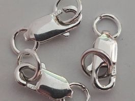 10x 12mm Silber 925 Karabiner + 2 Ösen Ring basteln Schmuck