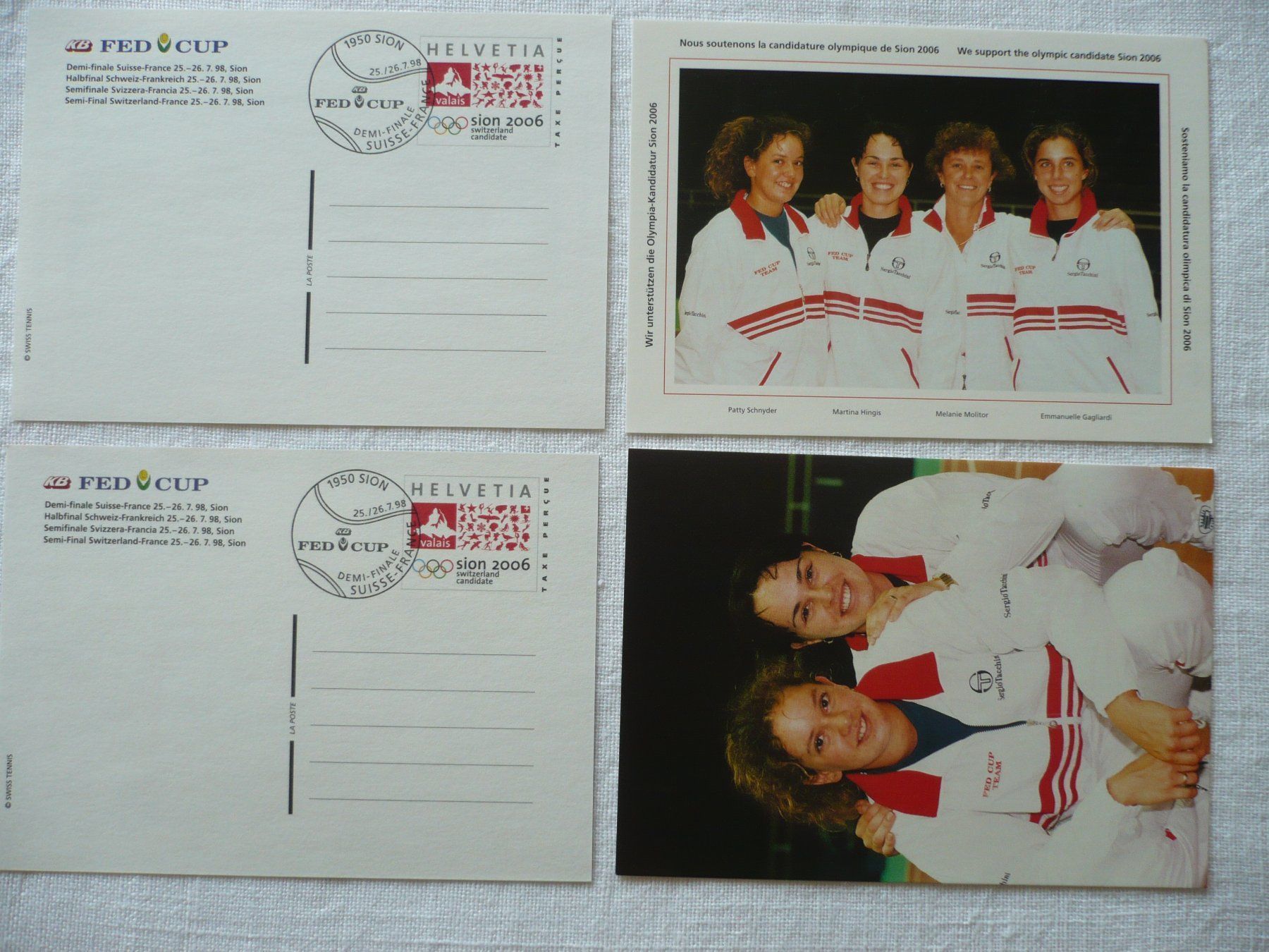 Tous les timbres: 1998 FED-Cup Halbfinal Sion 2 Bildpostkarten – D'occasion à Zürich par saltandpepper008