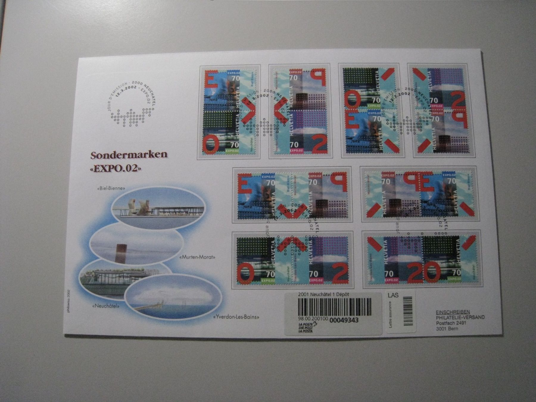 Tutti i francobolli: Briefmarken Expo.02 Sonderausgabe (  71 ) – Usato da Aarwangen venduto da Pinsel7890