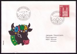 9000 ST. GALLEN_Sonderstempel OLMA_7.-17.10.76_ Blumen_Rind