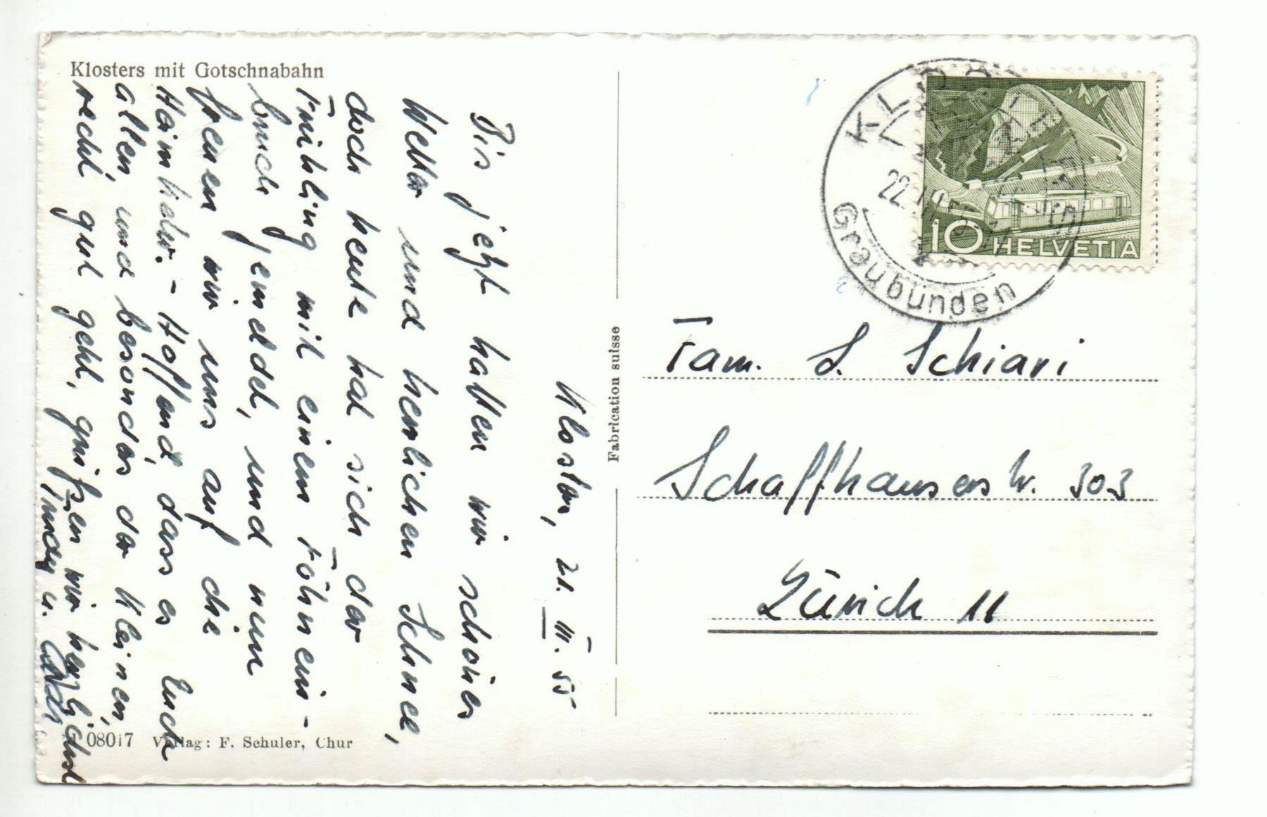 Cartes postales: KLOSTERS mit Gotschnabahn – D'occasion à Jona par philajona 1