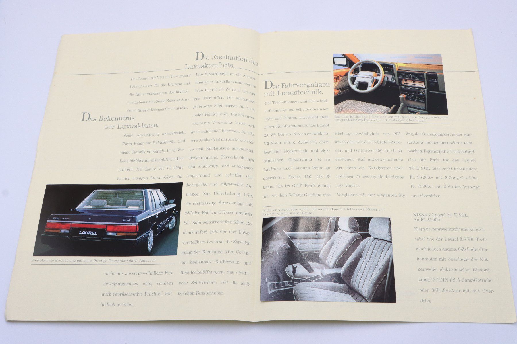 Nissan Documenti: Nissan Laurel 3.0 V6 Prospekt 1987 – Usato da Bühl b.Aarberg venduto da Collectorpassions 2
