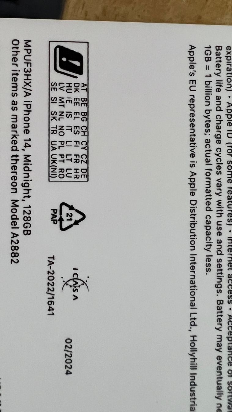 Apple Telefoni cellulari / Smartphones: iPhone 14    A2882 (2022) – Usato da Uster venduto da Ixus63 1
