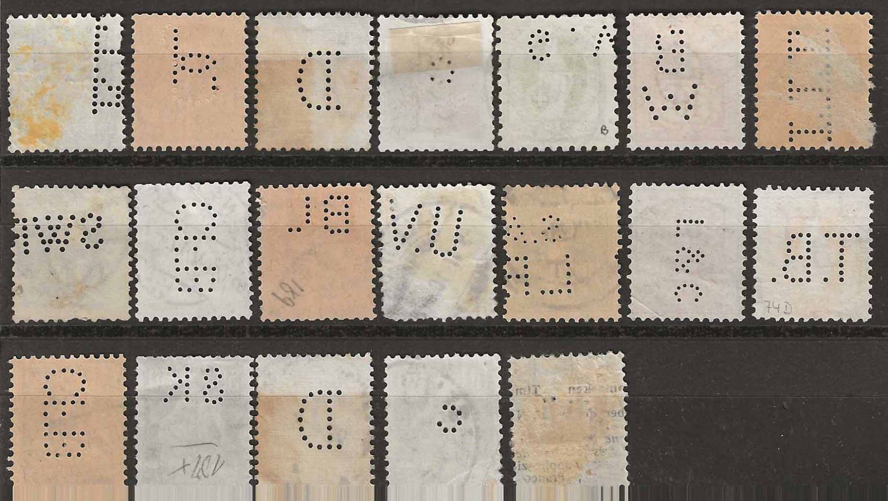 Tutti i francobolli: CH005 - Lot timbres perforés (perfins) – Usato da Trélex venduto da Phil_Albert 1
