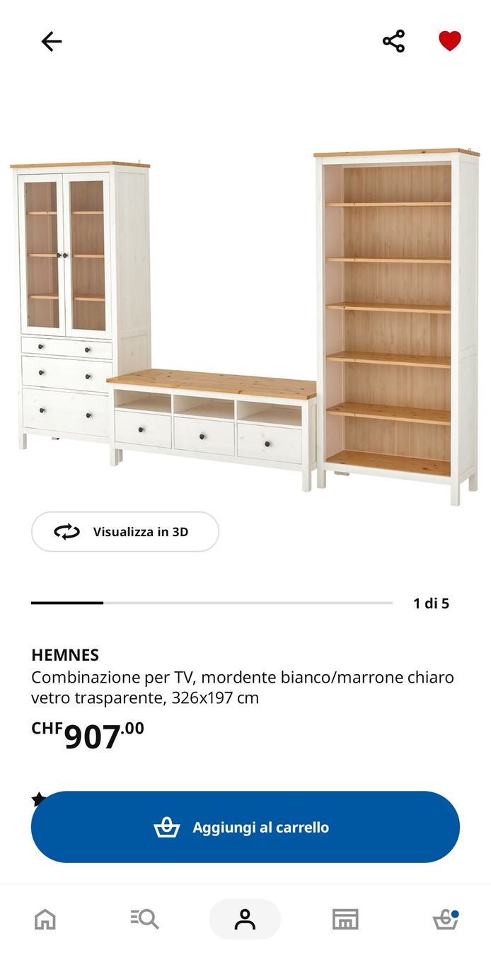 Ikea Mobili TV: Set HEMNES IKEA - mobile TV, libreria e vetrina – Usato da Bellinzona venduto da Skiley99 5
